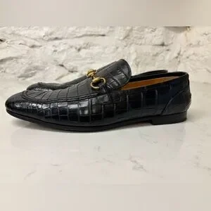 Gucci | Shoes | Mens Black Gucci Jordaan Crocodile Loafer 5